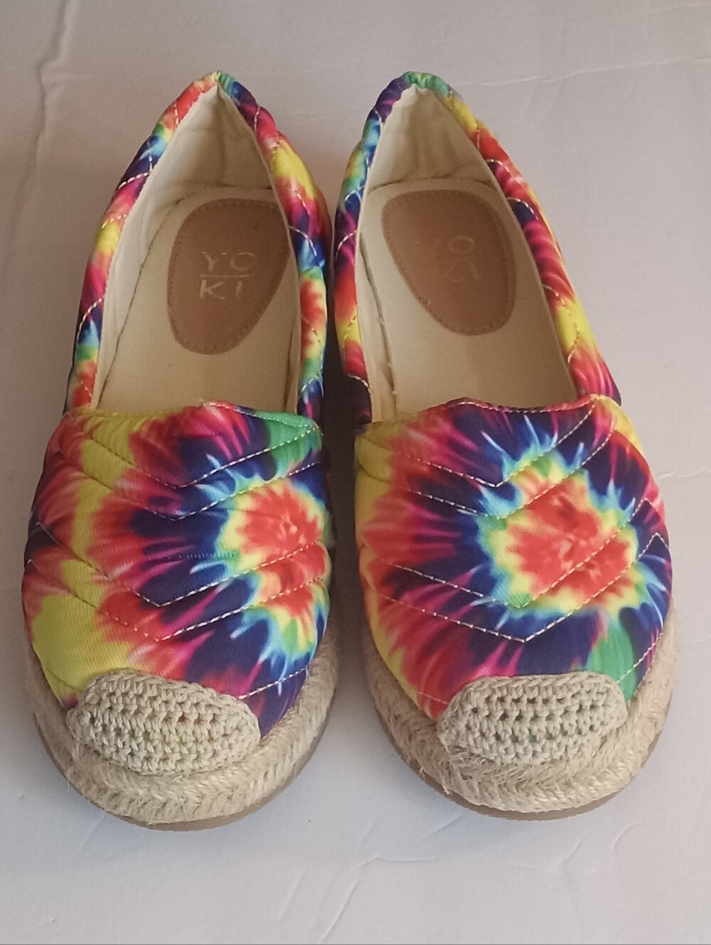 Yoki Juno Rainbow Tie Dye Espadrille Slip-on Flat Shoes Women's 8 NWOT